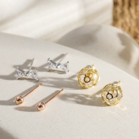 6 PCS NEW 925 Sterling Silver 3 Colors Earrings - Picture 4 of 4